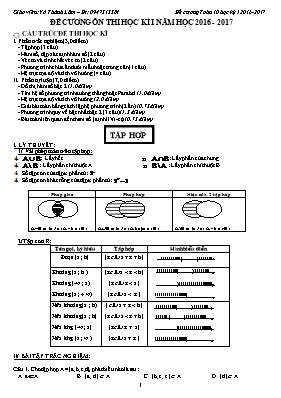 Đề cương ôn thi học kì I môn Toán